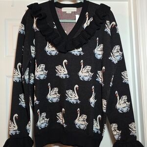 Stella McCartney Black Swan V-Neck Sweater